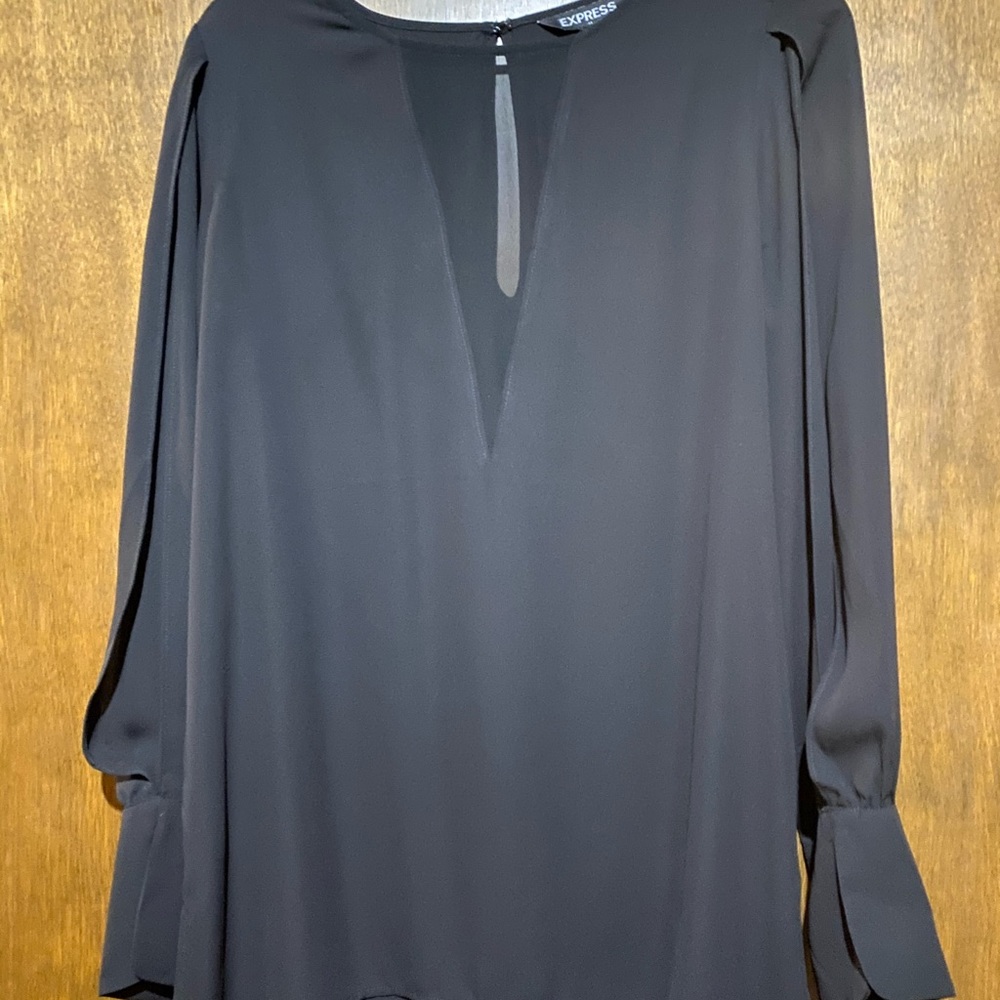 Express Black slit arm blouse